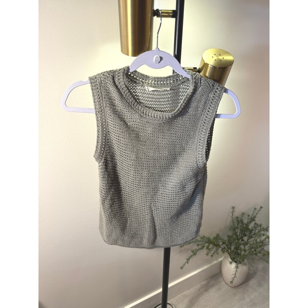 Everlane tank sweater organic cotton open knit gray summer comfort rollneck SM